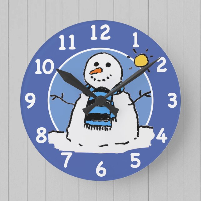 Horloge Ronde Dessin de Snowman amusant. (Créateur téléchargé)