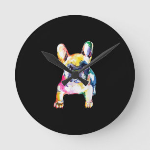Horloge Ronde Dessin Français Bulldog original aquarelle