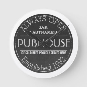 Horloge Ronde Dessous de verre d'affichage du pub Faux Chalkboar