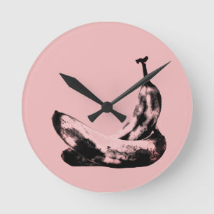 Horloge Ronde Deux bananes amoureuses