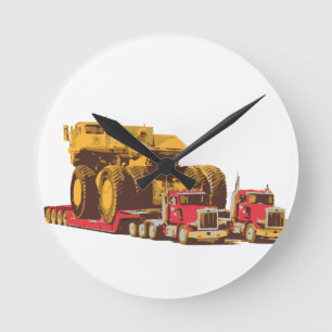 Horloge Ronde Deux camions semi grands portant un camion