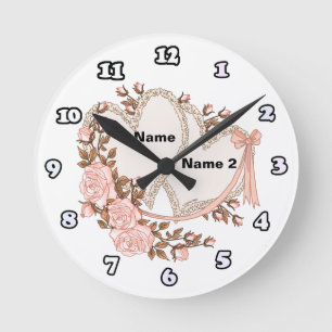 Horloge Ronde Deux coeurs