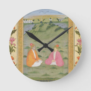 Horloge Ronde Deux nobles assis dans un paysage, du petit C