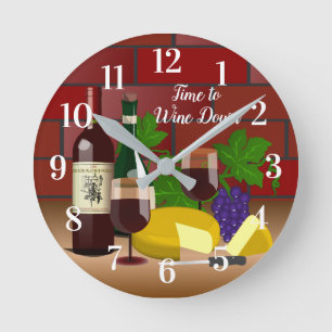 Horloge Ronde Devis/Nom personnalisé Scène de table de fromage