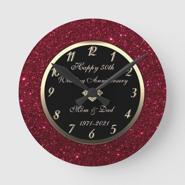 Horloge Ronde Diamant de la Parties scintillant rouge 50e annive (Recto)