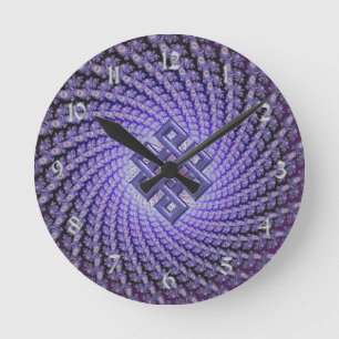 Horloge Ronde Diamant pourpre de Celtic de fractale de Spral