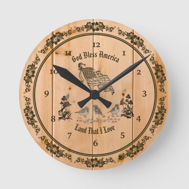 Horloge Ronde Dieu Béni America Mur Cup (Recto)