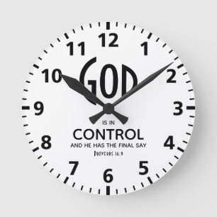 Horloge Ronde DIEU EST AU CONTRÔLE D'Inspiration chrétienne