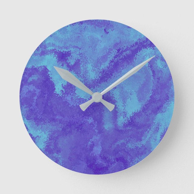 Horloge Ronde Diffusion Abstraite bleu violet (Recto)