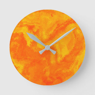 Horloge Ronde Diffusion Abstraite orange jaune