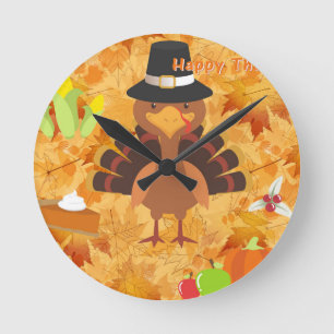 Horloge Ronde dinde bon thanksgiving