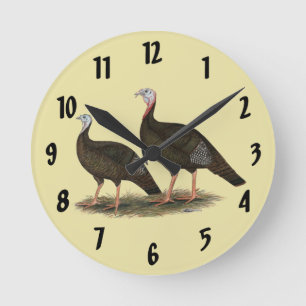 Horloge Ronde Dindons Sauvages de l'Est en Couple
