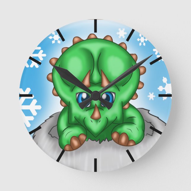 Horloge Ronde Dinosaure de Noël (Recto)