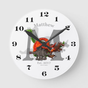 Horloge Ronde Dinosaure personnalisé