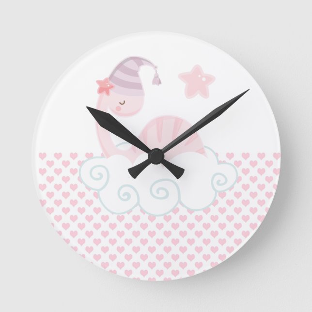 Horloge ronde Dinosaure Rose (Recto)