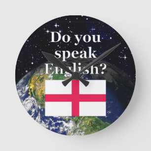 Horloge Ronde Do you speak English ? Flag & Earth