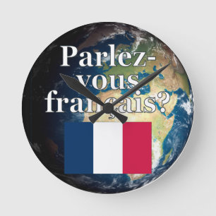 Horloge Ronde Do you speak french ? Flag & Earth