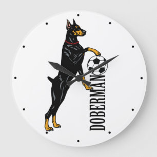 Horloge Ronde Dobermann ou Doberman Pinscher chien Grande horlo