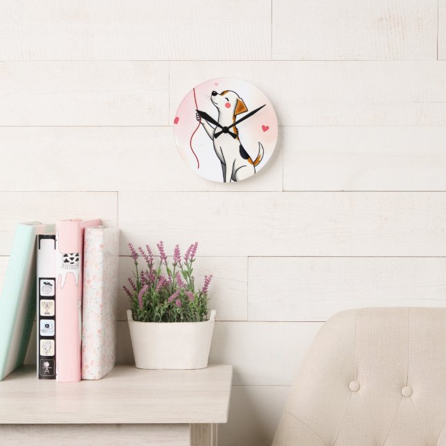 Horloge Ronde Dog Hearts Clock (Salle de lecture)