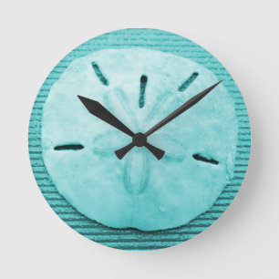 Horloge Ronde Dollar de sable de turquoise