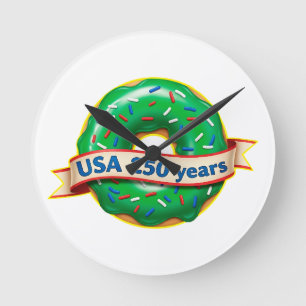 Horloge Ronde Donut Sweet Freedom USA 250 Ans