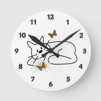 Horloge Ronde Doodle cat