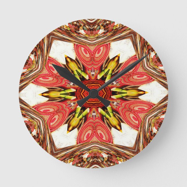 Horloge Ronde Doodle Floral Art Imprimer (Recto)