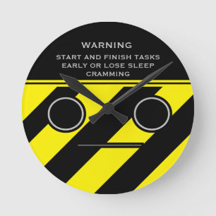 Horloge Ronde Dorm Study Warning Caution