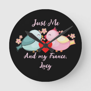 Horloge Ronde douce valentine couple personnaliser personnalisée