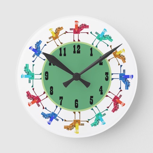 Horloge Ronde Douze chevaux et cavaliers enfants (Recto)