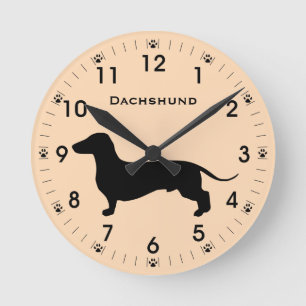 Horloge Ronde Doxie Dachshund Chien Silhouette Personnalisé