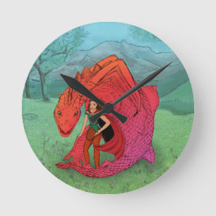 Horloge Ronde Dragon Bébé Rouge