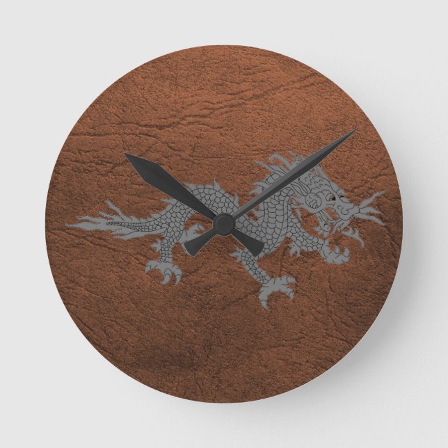 Horloge Ronde Dragon bhoutanais en cuir (Recto)