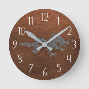 Horloge Ronde Dragon bhoutanais en cuir