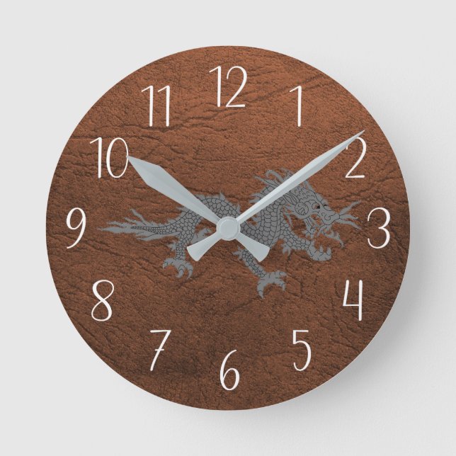 Horloge Ronde Dragon bhoutanais en cuir (Recto)