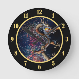 Horloge Ronde Dragon Chinois
