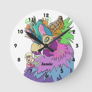 Horloge Ronde Dragon de Fête et Petite Fille Personnalisés