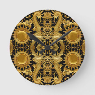 Horloge Ronde dragon doré