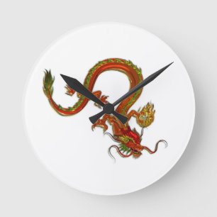 Horloge Ronde Dragon rouge Chine