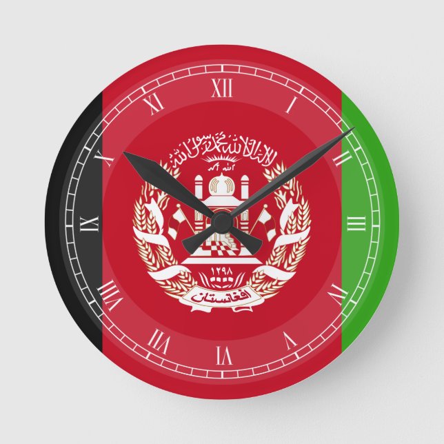 Horloge Ronde Drapeau Afghanistan (Recto)