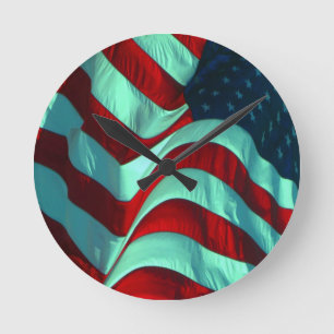 Horloge Ronde Drapeau Américain