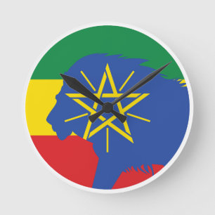 Horloge Ronde Drapeau animal national éthiopien Lion