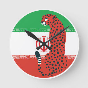 Horloge Ronde Drapeau animal national iranien Iran Cheetah