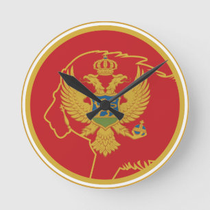 Horloge Ronde Drapeau animal national monténégrin du Monténégro