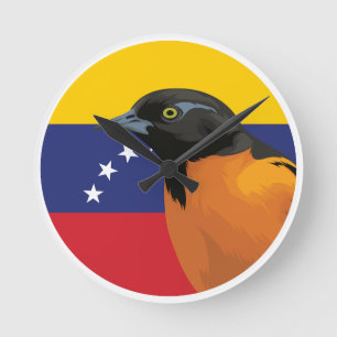 Horloge Ronde Drapeau animal national Troupial du Venezuela