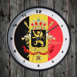 Horloge Ronde Drapeau belge, emblème et mode tendance en Belgiqu