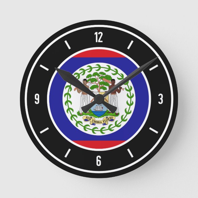 Horloge Ronde Drapeau Belize élégant (Recto)