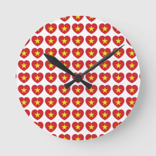 Horloge Ronde Drapeau cardiaque du Vietnam