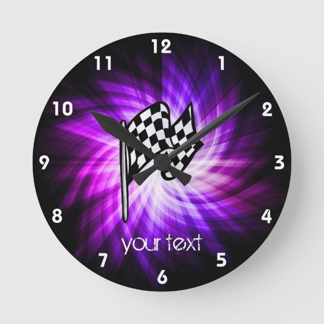 Horloge Ronde Drapeau checkered; purple (Recto)
