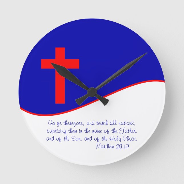 Horloge Ronde Drapeau chrétien inspiré (Recto)